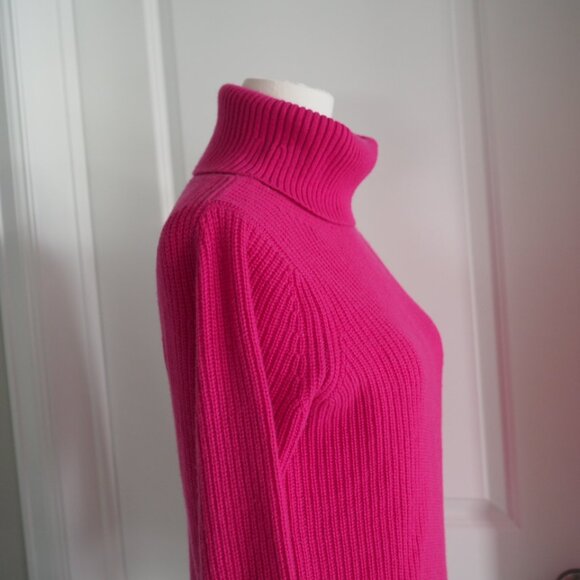 Banana Republic 100% Cashmere Women Pink Turtleneck Preppy Ribbed Sweater Sz XS - Picture 4 of 11
